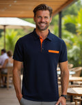 Liam | Wafelstructuur Polo Shirt with Opvallende Contrastkleur