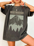 Oversized T-Shirt "rocky Mountains" in Vintage-Black – Urban Streetstyle with Retro-Vibe