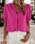 Lotte™ Elegant V-Neck blouse with Short-Sleeve