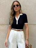 Laura | Stylish Bow Polo Shirt with Collar in Slim-Fit