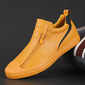 Men's Low-Profile Zip Sneakers with Almond Toe and