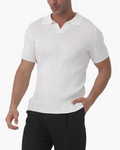 Joshua | V-Neck Ribbed-Knit Polo Shirt for Men