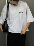 Oversized Women’s T-Shirt in Gray with Small Logo Print