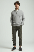 Men's Quarter Zip Sweater – Slim-Fit Sport Pullover with Mock Neck